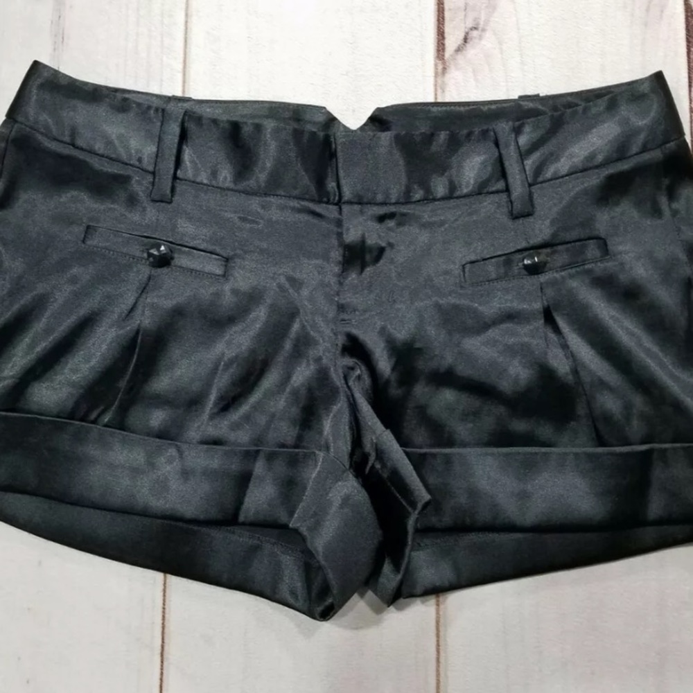 🔴New Just Sweet  Womens Cuffed Black Chino Summer Poly Blend Shorts Club…